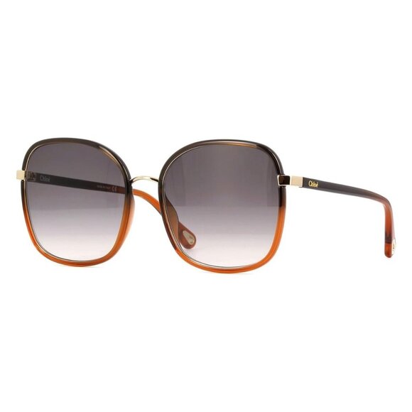 New CHLOE Franky Brown Square CH0031S 005 Sunglasses Women - Picture 1 of 4